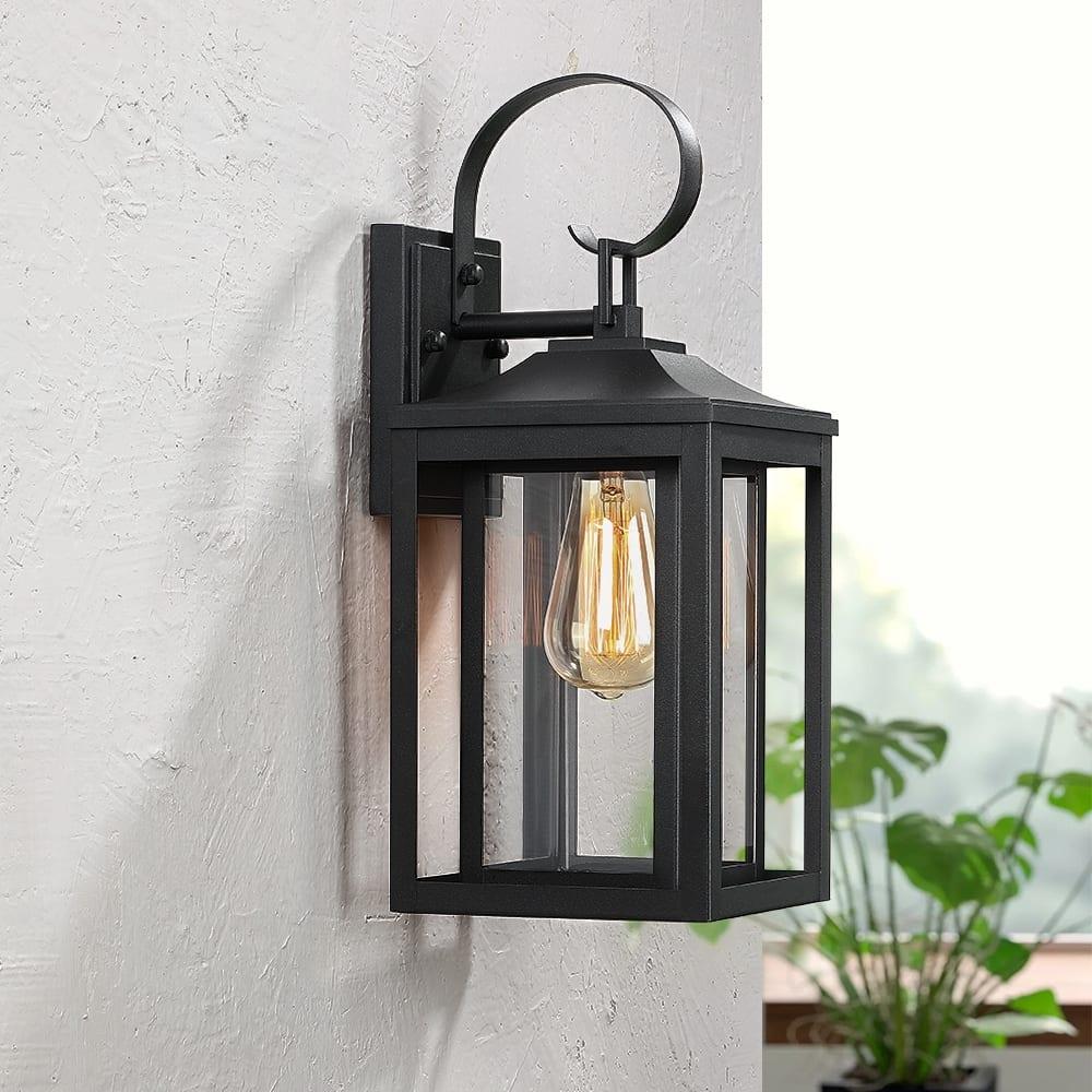 Outdoor Wall Lights |   15.5″H 1-Light Black Outdoor Exterior Wall Lantern Sconce Light Black Outdoor Lighting Black