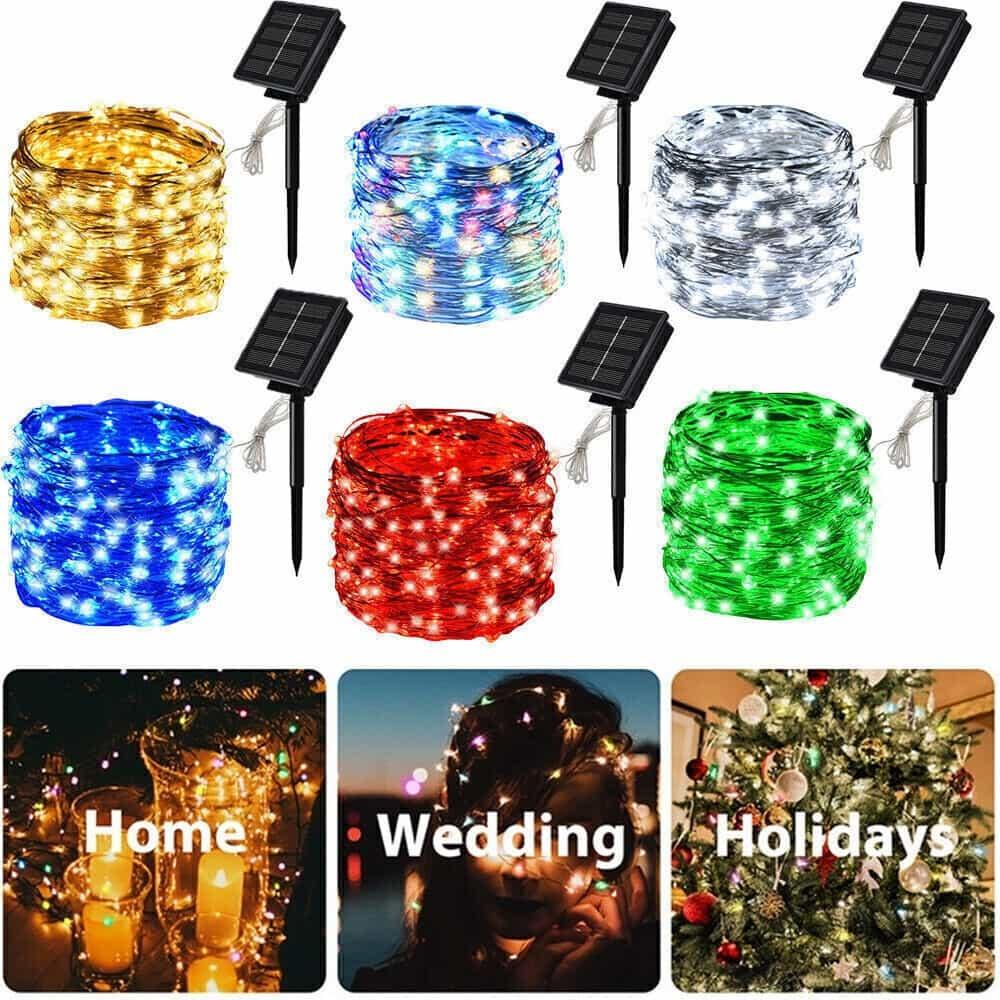 String Lights |   10M 100 LED Outdoor Christmas Solar String Lights 33ft Multi, White Outdoor Lighting Multi, White