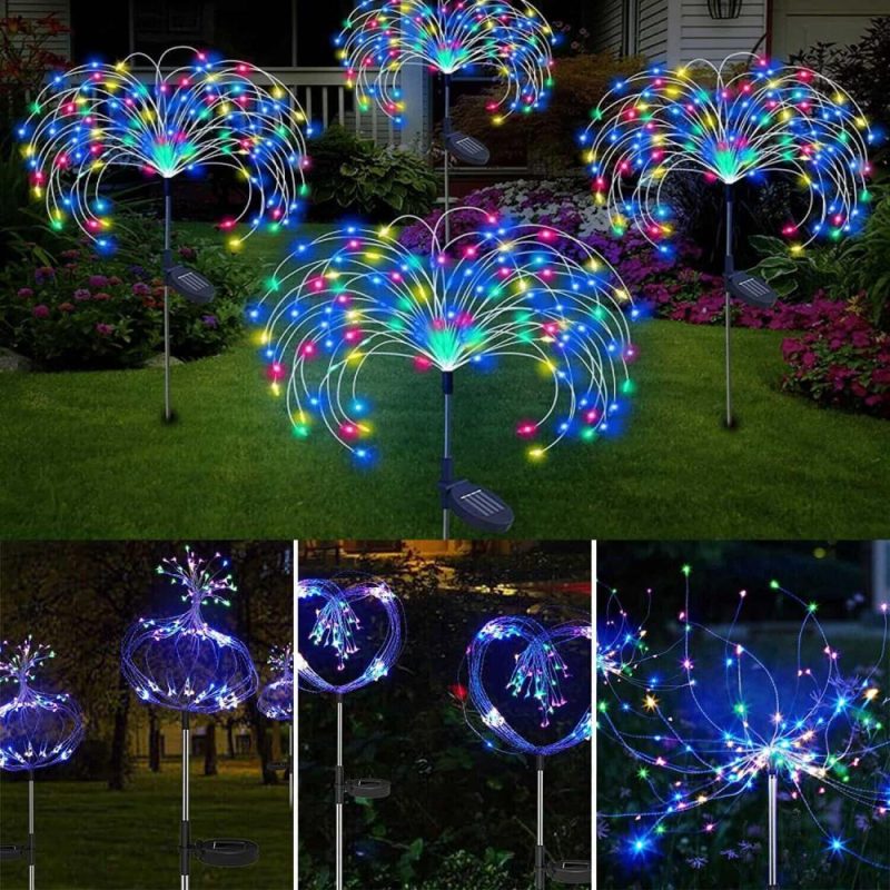 String Lights |   2Pcs Solar Firework Starburst Lights Multi, White Outdoor Lighting Multi, White