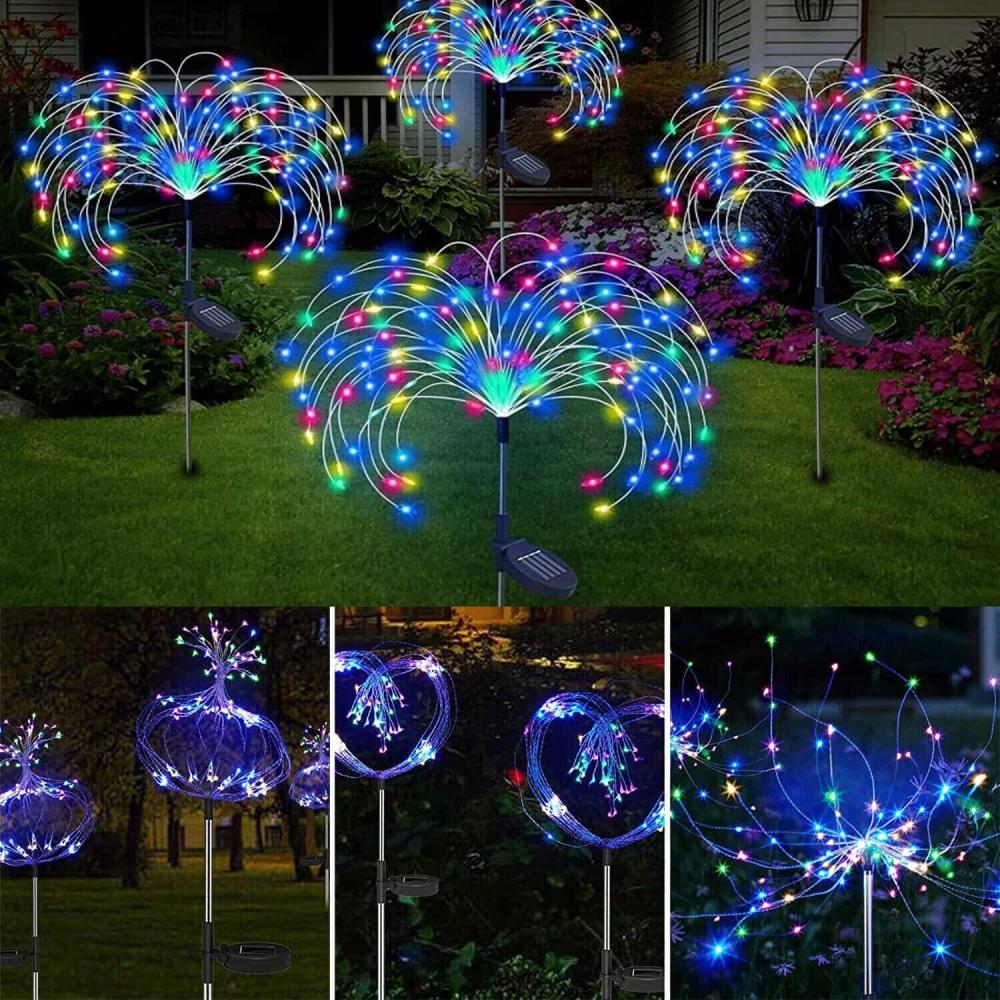 String Lights |   2Pcs Solar Firework Starburst Lights Multi, White Outdoor Lighting Multi, White